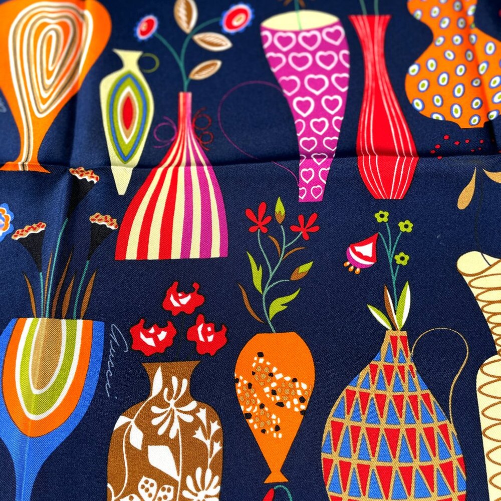 NWT Gucci Silk Scarf – Colorful Vase Print | Made in Italy - Picture 8 of 15
